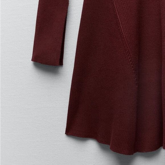 ZARA CUT OUT SHOULDER SKATER RIBBED DRESS - Picture 9 of 9